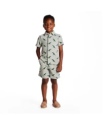 Andy & Evan Toddler Boys Stripe Dino Short Sleeve Cabana Set