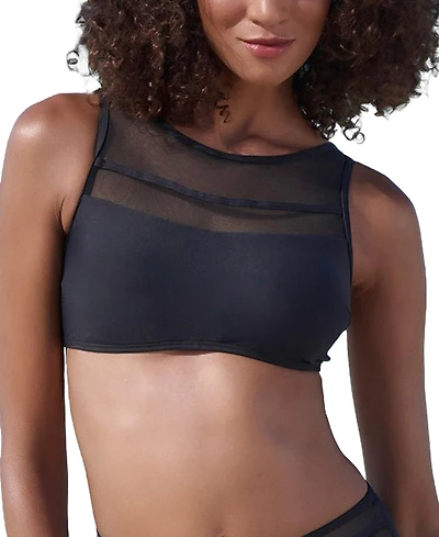 Lascana Women's Scoop Neck Mesh Detail Bikini Swimsuit Top Bra Sizing