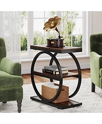 Slickblue 3 Tier End Table with Round Metal Frame for Living Room