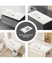 Sillysis Rectangular Ceramic Bathroom Sink with Overflow