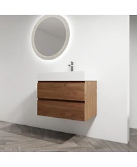 Sillysis Inch Wall Mounted Bathroom Vanity with Resin Sink, Soft Close Drawers