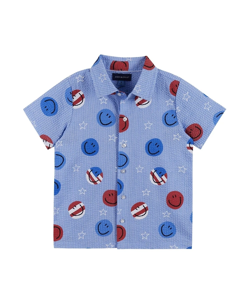 Andy & Evan Toddler Boys Short Sleeve Patriotic Smile Seersucker Set