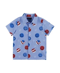 Andy & Evan Toddler Boys Short Sleeve Patriotic Smile Seersucker Set