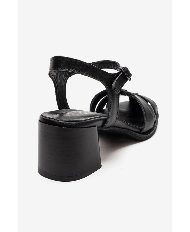 Forever & Always Shoes Devora Leather Block Heel Sandal