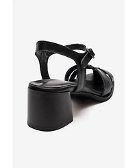 Forever & Always Shoes Devora Leather Block Heel Sandal