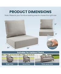 Pocassy Outdoor Deep Seat Cushion Set, Water-Resistant Patio Furniture Cushions with Removable Cover, Set of 3