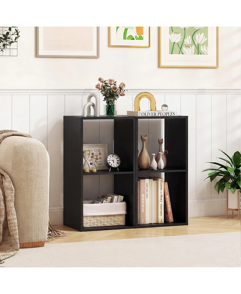 Gymax 2PCS -Cube Bookshelf Modern Vertical Bookcase w/ Anti-tipping Kits