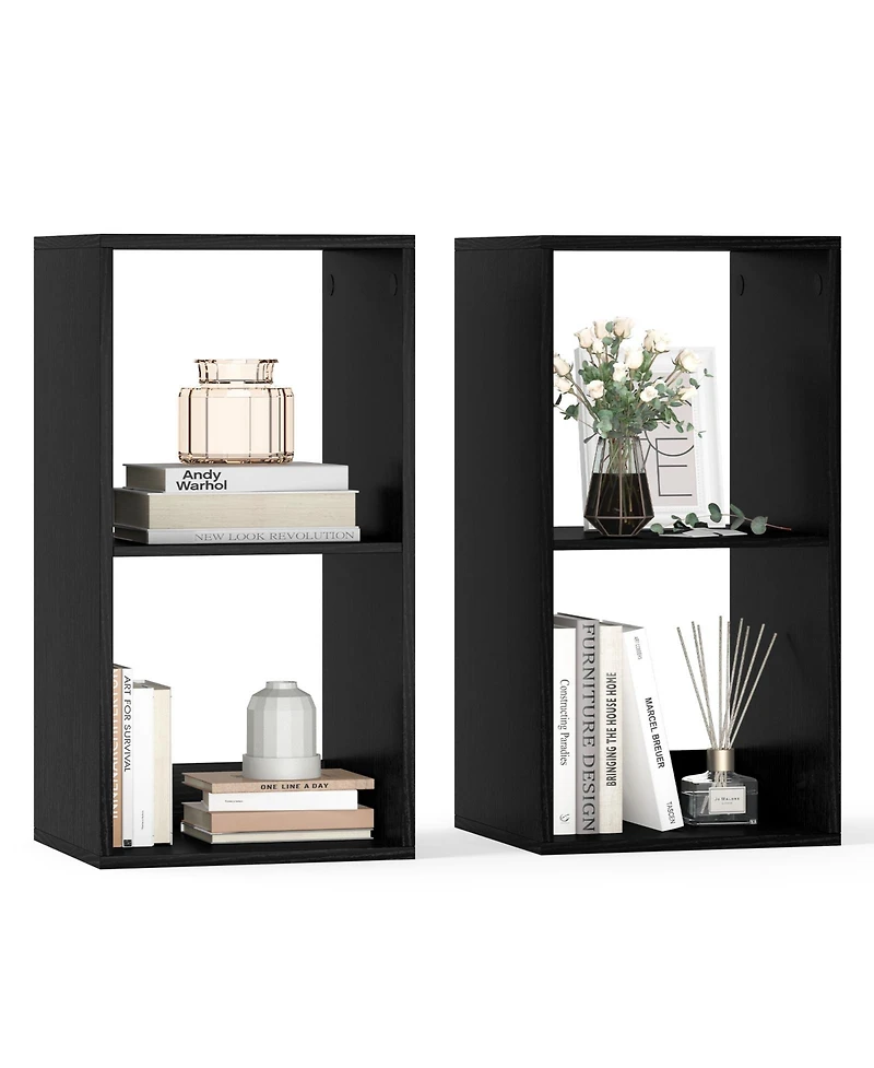 Gymax 2PCS -Cube Bookshelf Modern Vertical Bookcase w/ Anti-tipping Kits