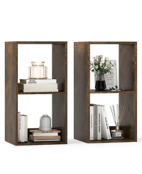 Gymax 2PCS 2-Cube Bookcase w/ Anti-tip Kit 2-Tier Open Back Bookshelf for Bedroom