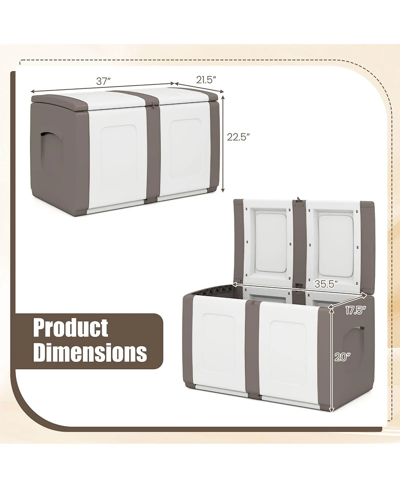 Gymax Deck Box Patio Container w/ Lockable Lid Weatherproof Plastic Storage Bin