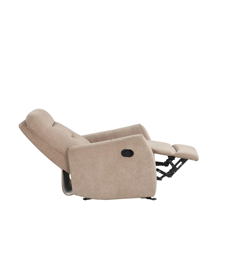 Clihome Durable Microsuede Velvet Manual Recliner with Rocker Function, Double Stitched Seam Accent Chair Side Handle Release