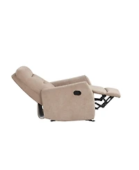 Clihome Durable Microsuede Velvet Manual Recliner with Rocker Function, Double Stitched Seam Accent Chair Side Handle Release