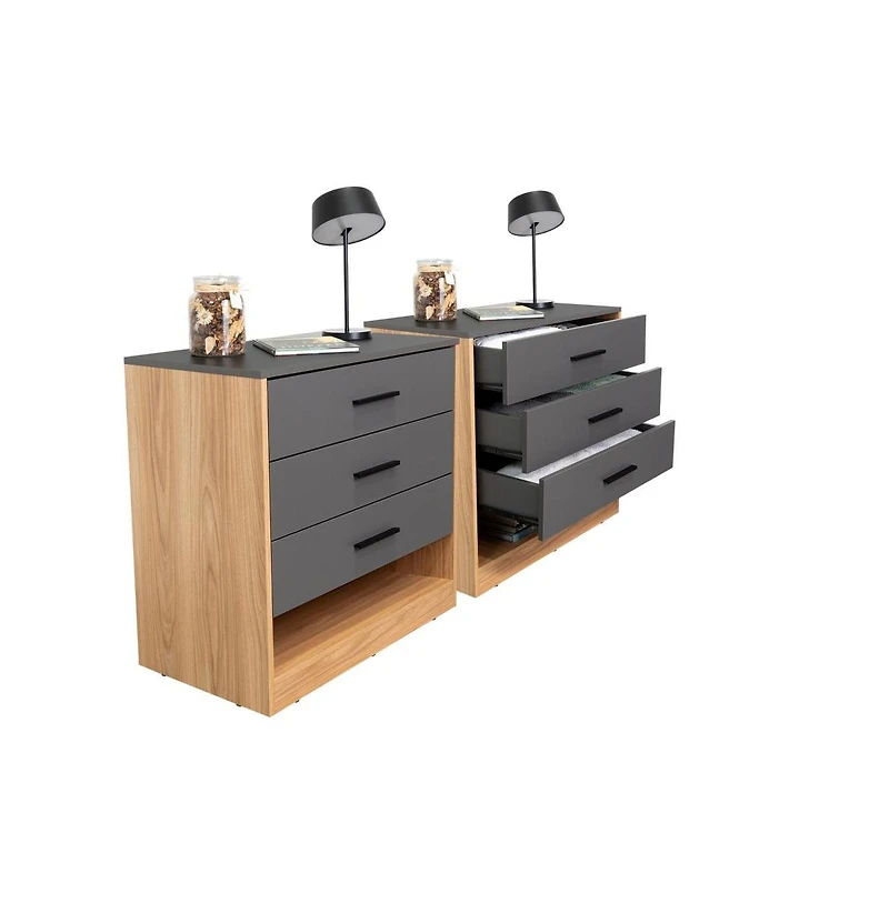 Fm Furniture Boras Set of 2 Small Dressers, Minimalist Modern Style, High-Capacity Bedroom Storage Furniture