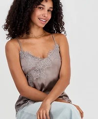 Madden Girl Juniors' Satin Lace-Trim Asymmetric Cami