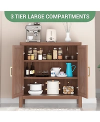 Homfan Double Door Storage Cabinet with Classic X-Shaped Accent Doors, Freestanding Organizer Cabinet for Living Room Entryway Kitchen