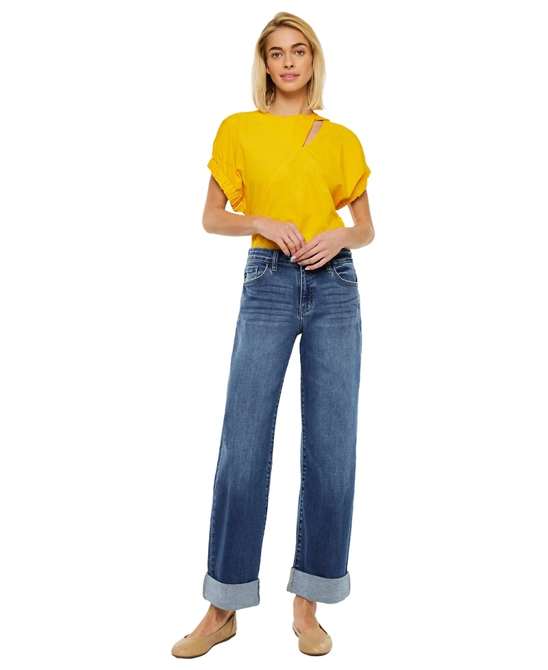KanCan Essential Women's Ivanna High Rise Wide Jeans