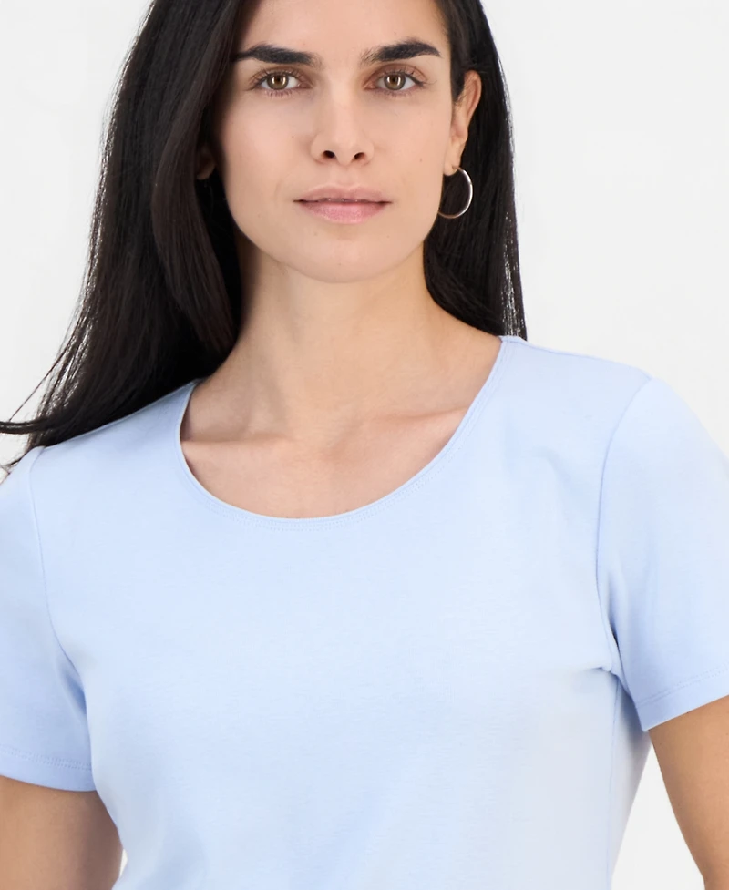 Style & Co Petite Cotton Scoop-Neck Short-Sleeve Top, Created for Macy's