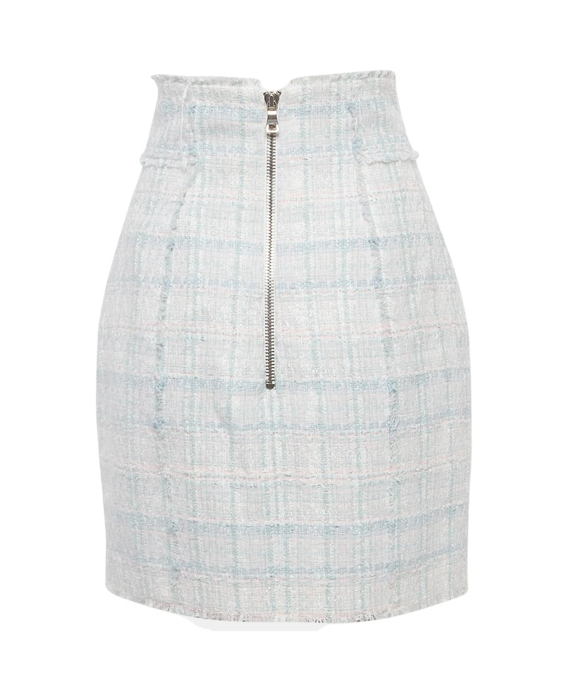 Pre-Owned Balmain Women's Tweed Button Detail High- Skirt