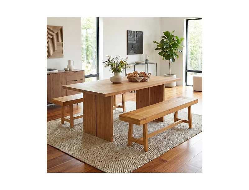 Slickblue Wooden Bench Seat for 3 People Sturdy Solid Wood Design