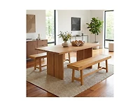 Slickblue Wooden Bench Seat for 3 People Sturdy Solid Wood Design