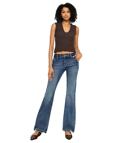 KanCan Women's Usa Juniors' Delcie Mid-Rise Bootcut Jeans