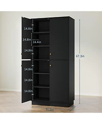 gaomon Kitchen Pantry Storage Cabinet, 67 Inch Tall Food with Adjustable Shelves and Anti-Tip Design, Large Hutch Cabinet