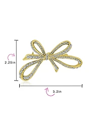 Bling Jewelry Aqua Blue Crystal Statement Ribbon Bow Brooch Pin Gold Silver