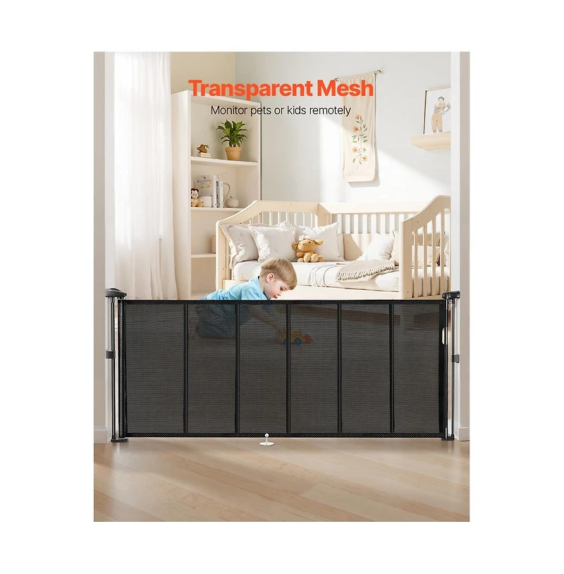 Ruie Retractable Mesh Pet Gate 34 in Tall Extends to Wide for Indoor Use