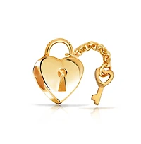 Bling Jewelry Two Tone Heart Lock & Key Charm Bead Gold Plated Sterling Silver Fits European Bracelet