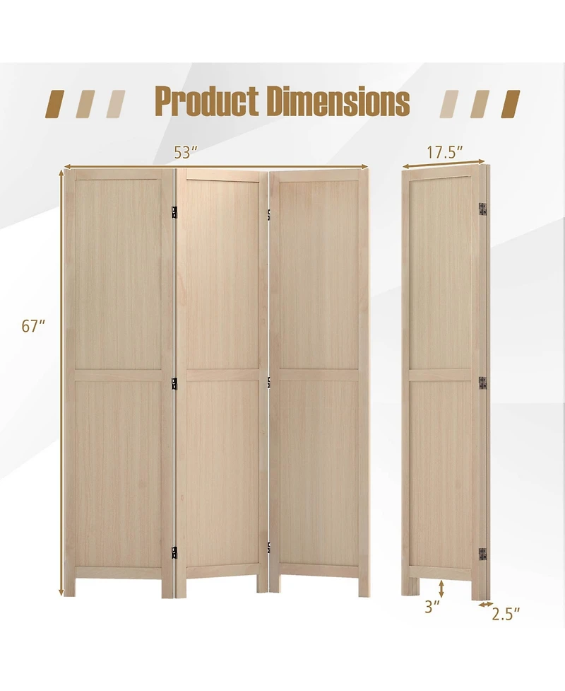 sumyeg 3-Panel Folding Room Divider for Home Office Bedroom or Restaurant Use