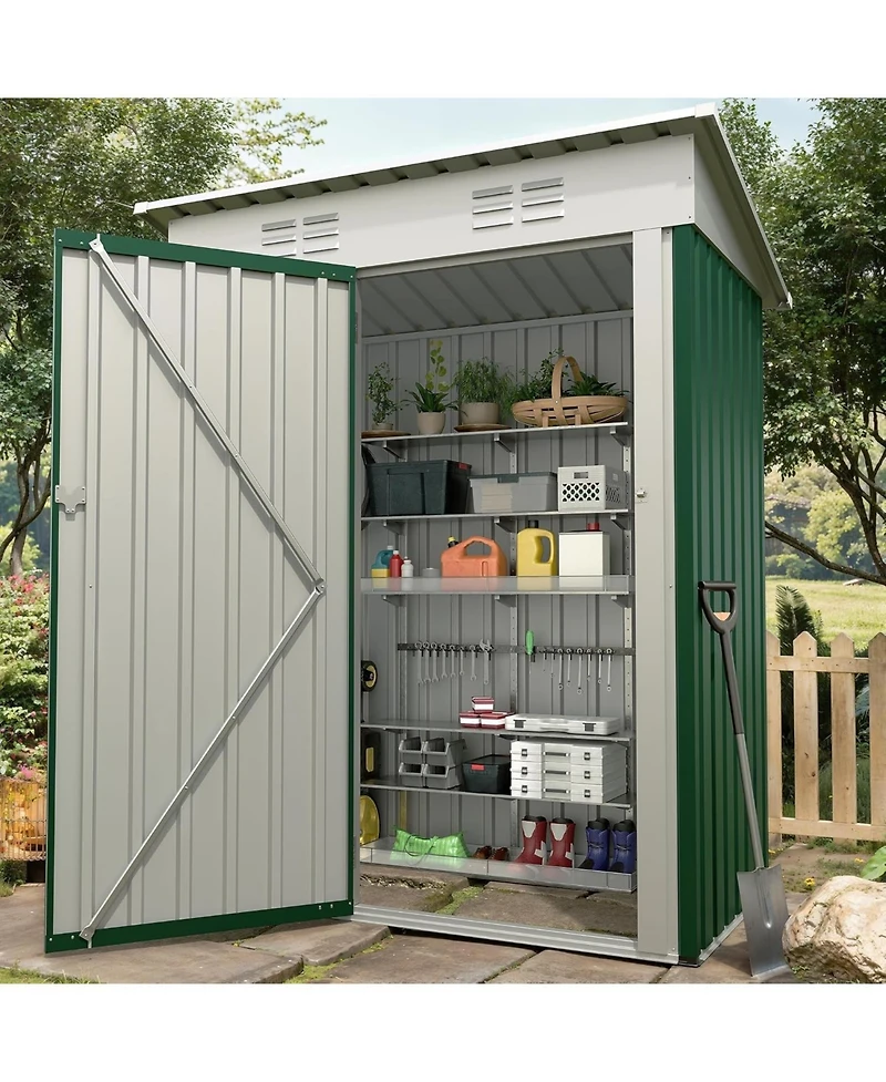 gaomon Outdoor Metal Storage Shed, Garden Tool Metal Shed with Lockable Doors