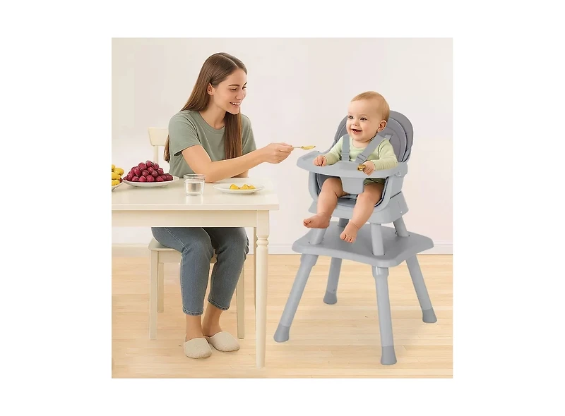 Kinder King 8-in-1 Baby High Chair Converts to Booster Seat and Kids Table Set with Removable Tray