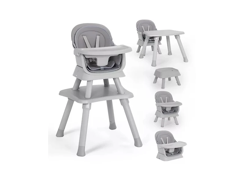 Kinder King 8-in-1 Baby High Chair Converts to Booster Seat and Kids Table Set with Removable Tray