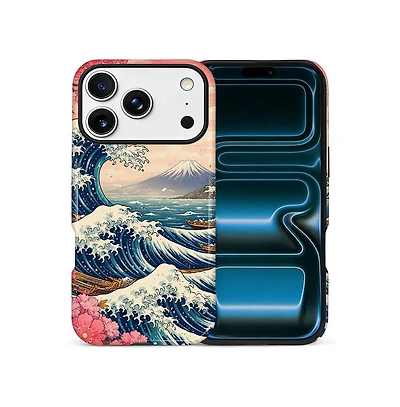 Gonez Case for iPhone 17 Pro, 2-in-1 Dual-Layer Shockproof Protection, The Great Wave Japanese Art Glossy