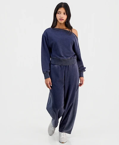 And Now This Petite French Terry Barrel-Leg Pants, Macy's Exclusive