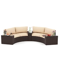 Gymax Set Of 5 Patio Furniture Set w/Tempered Glass Top Side Tables Back and Seat Cushions