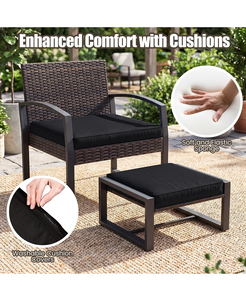 Gymax Furniture Set Patio Rattan Conversation for BalconyPorch Backyard Outdoor