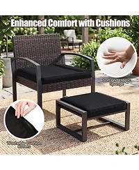 Gymax Furniture Set Patio Rattan Conversation for BalconyPorch Backyard Outdoor