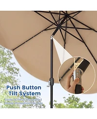 Gymax Ft Scalloped Solar Patio Umbrella Market Table w/ 24 Led Lights