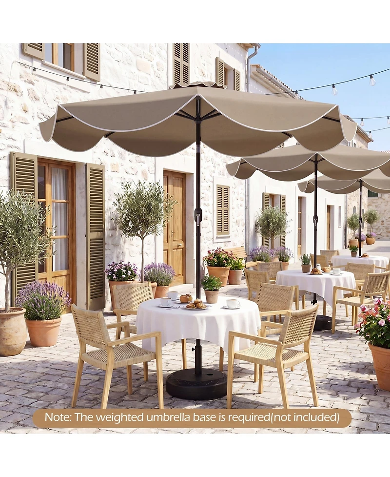 Gymax 9 Ft Scalloped Solar Patio Umbrella Market Table w/ 24 Led Lights