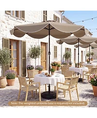 Gymax 9 Ft Scalloped Solar Patio Umbrella Market Table w/ 24 Led Lights
