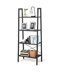 Gymax 4-Tier Ladder Shelf Ladder Bookcase Bookshelf Display Rack Plant Stand