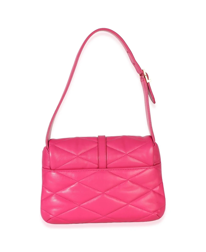 Pre-Owned Saint Laurent Pink Diamond Quilted Lambskin Le 5 a 7 Shoulder Flap Bag