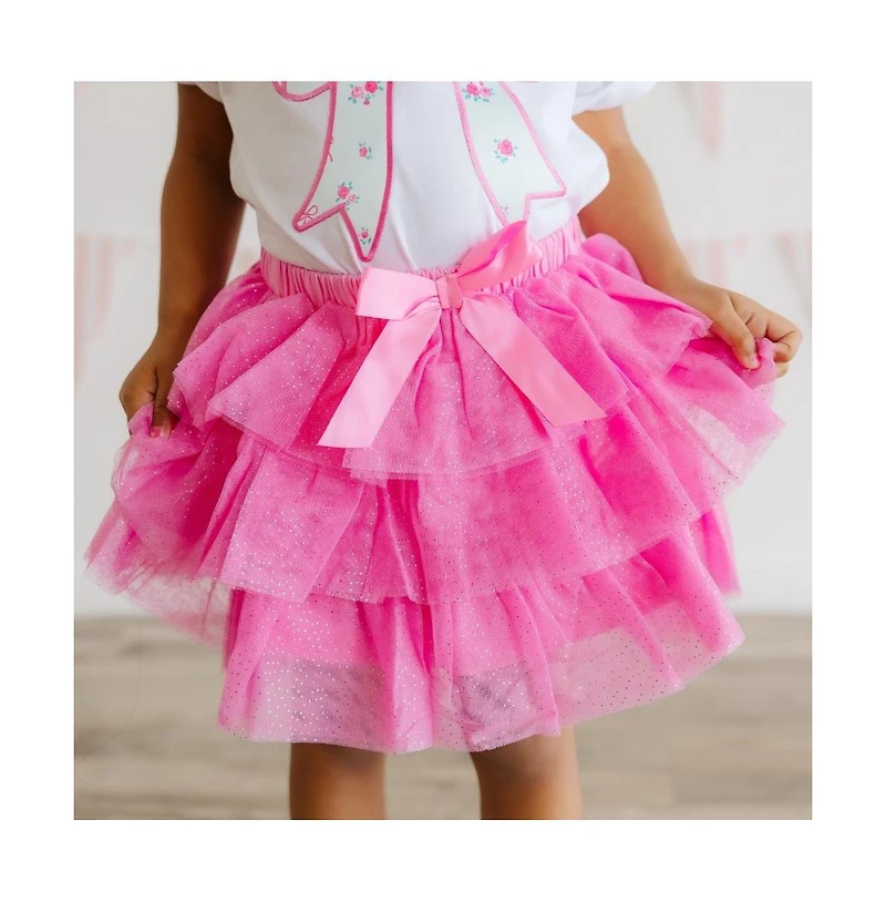 Sweet Wink Baby Girls Raspberry Bow Tiered Tutu Skirt