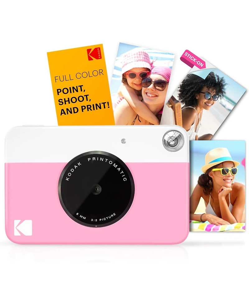 Kodak Printomatic Instant Print Camera Bundle with Pink Soft Case and 20-Pack Zink Photo Paper