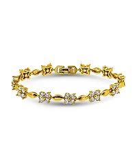 Macy's Cubic Zirconia Flower Design Polish Oval Link Bracelet