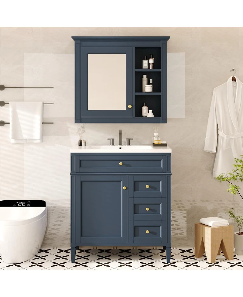 Sillysis 30" Modern Freestanding Bathroom Vanity with Ceramic Sink-Sillysis