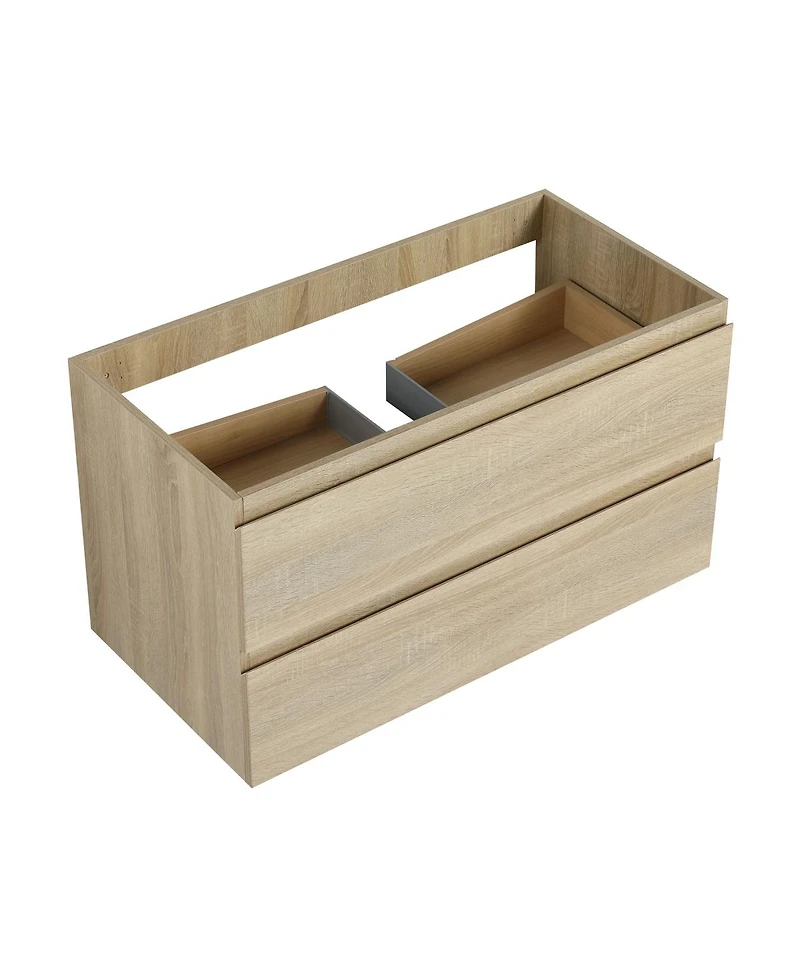 Sillysis Wall Mounted Bathroom Vanity Cabinet with Soft Close Drawers, Wood Grain Plywood for Modern Bathroom