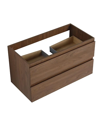 Sillysis Wall Mounted Bathroom Vanity Cabinet with Soft Close Drawers, Wood Grain Plywood for Modern