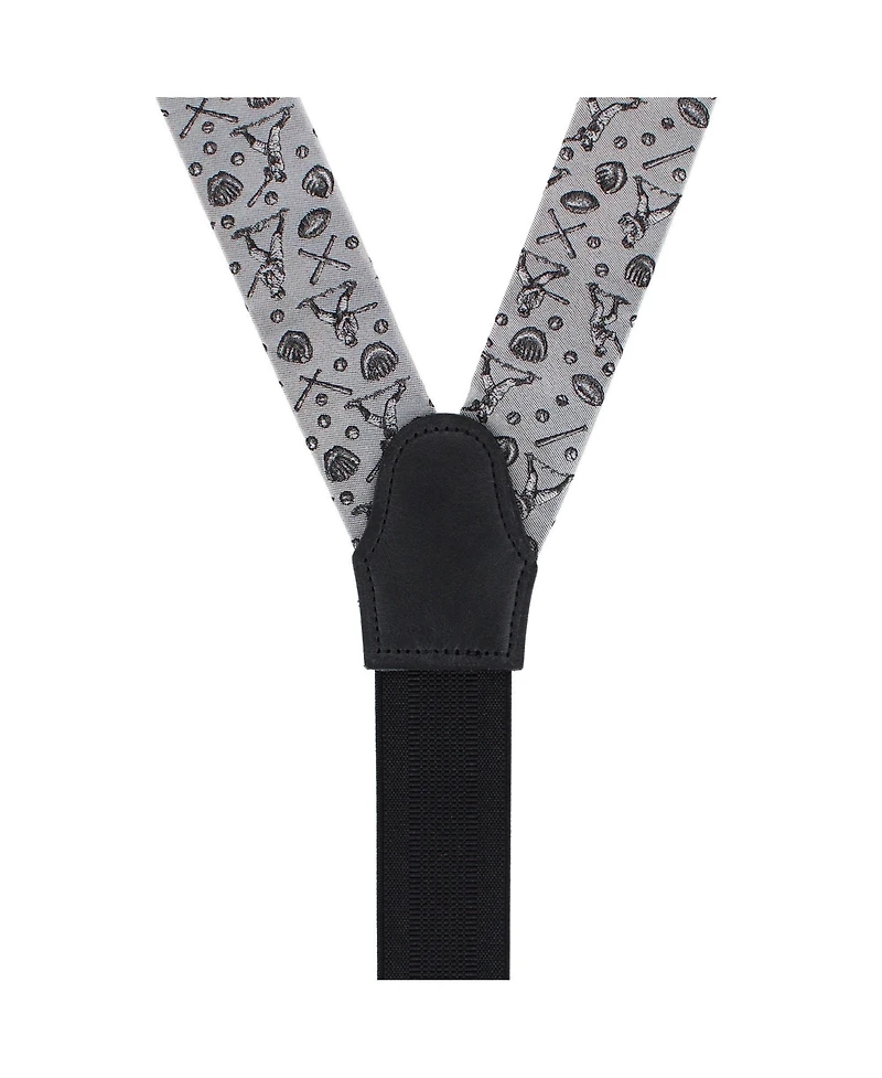 Trafalgar Men's Batter Up Novelty Baseball Silk Button End Suspenders